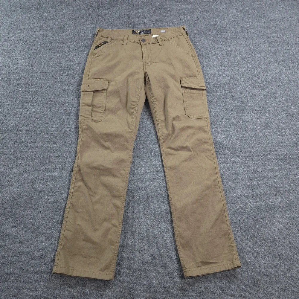 Ariat Pants Mens 34x36 Beige Rebar M4 Relaxed Straight Cargo Canvas Workwear